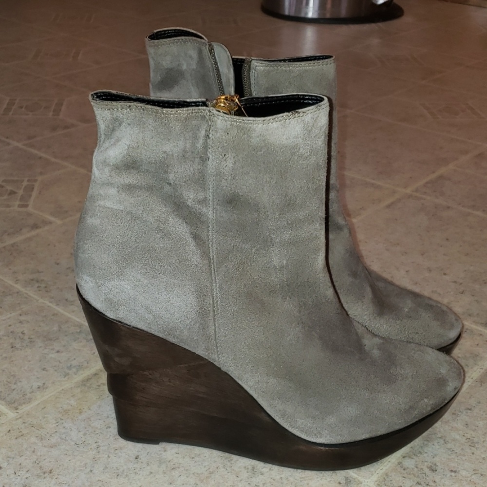 Dvf Real Suede Platform Wedge Booties - image 1
